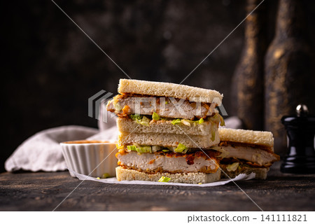 Japanese chicken katsu sando sandwich Japanese chicken katsu sando sandwich 141111821