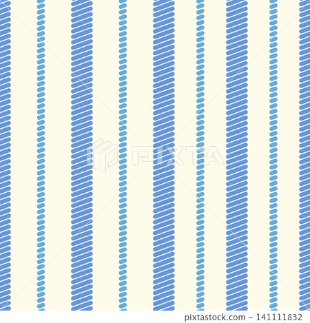 Vertical rope stripe seamless vector pattern, Blue braided twine cord nautical repeat, Vintage summer design for backgrounds and textile 141111832