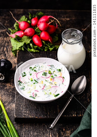 Okroshka, traditional summer cold soup Okroshka, traditional summer cold soup 141111835