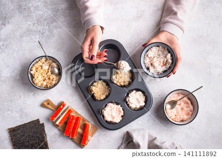 Trendy sushi muffin or cupcake Trendy sushi muffin or cupcake 141111892