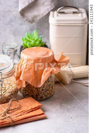 Beeswax wrap. Reusable plastic free concept Beeswax wrap. Reusable plastic free concept 141111943