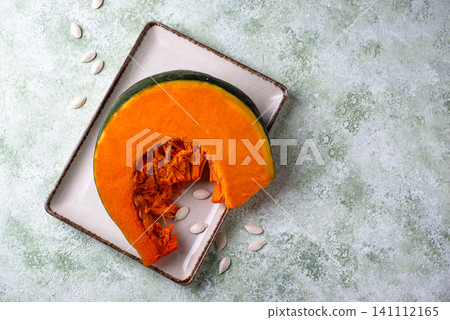 Raw sliced pumpkin with seed 141112165