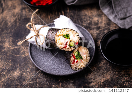 Trendy viral sushi burrito or shawarma Trendy viral sushi burrito or shawarma 141112347