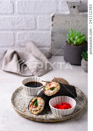 Trendy viral sushi burrito or shawarma Trendy viral sushi burrito or shawarma 141112363