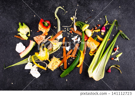 Vegetable waste for making compost. Zero waste concept Vegetable waste for making compost. Zero waste concept 141112723