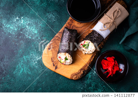 Trendy viral sushi burrito or shawarma Trendy viral sushi burrito or shawarma 141112877