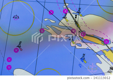 High-resolution electronic marine chart display, macro shot High-resolution electronic marine chart display, macro shot 141113012