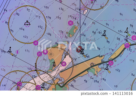 Detailed electronic nautical chart macro photo Detailed electronic nautical chart macro photo 141113016