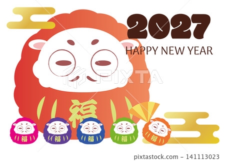 Cute, colorful sheep daruma New Year's card template for the Year of the Sheep Cute, colorful sheep daruma New Year's card template for the Year of the Sheep 141113023