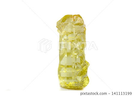 Macro mineral beryl heliodor stone on white background Macro mineral beryl heliodor stone on white background 141113199