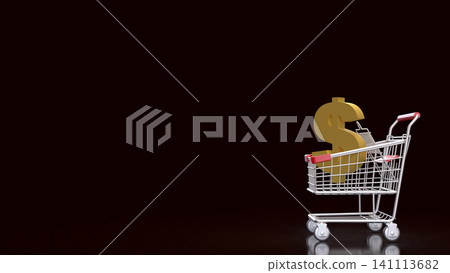Shopping Cart With Dollar Sign For Consumer Spending Concept 3d render. 141113682