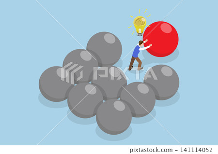 3D Isometric Flat Vector Illustration of Think Different, Outside The Box Thinking 3D Isometric Flat Vector Illustration of Think Different, Outside The Box Thinking 141114052