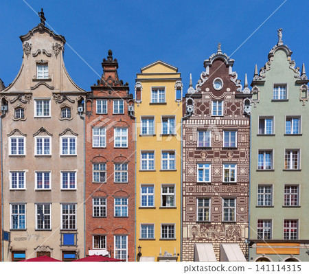 Historic Colorful Merchant Houses on Long Market Square in Gdansk Poland Historic Colorful Merchant Houses on Long Market Square in Gdansk Poland 141114315