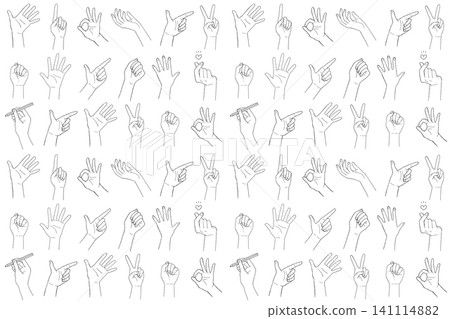 Seamless patterns of hands in various poses (hand-drawn illustrations) Seamless patterns of hands in various poses (hand-drawn illustrations) 141114882
