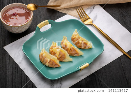 steamed Chinese Dumplings in Bamboo Steamer, Traditional Dim Sum 141115417
