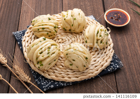 steamed Scallion Twisted Rolls, Traditional Chinese Rustic Flower Buns steamed Scallion Twisted Rolls, Traditional Chinese Rustic Flower Buns 141116109