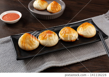 shanghai Breakfast Sheng Jian Bao, Pan-Fried Pork Buns Street Food Set shanghai Breakfast Sheng Jian Bao, Pan-Fried Pork Buns Street Food Set 141116228