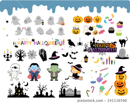 Halloween illustration material set Halloween illustration material set 141116590