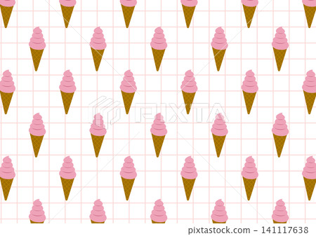 Pink soft serve ice cream and a grid pattern background 141117638