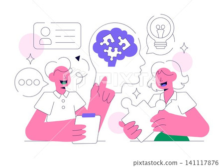 Neurodiversity in Workplace Illustration Featuring Inclusive Team Collaboration, Diverse Thinking, Cognitive Diversity and Accessible Work Environment Neurodiversity in Workplace Illustration Featuring Inclusive Team Collaboration, Diverse Thinking, Cognitive Diversity and Accessible Work Environment 141117876