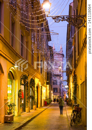 New Year's illumination streets of Parma city at evening New Year's illumination streets of Parma city at evening 141118064