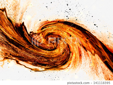 A swirling vortex of burning flames and the energy of light against an abstract background. 141118395