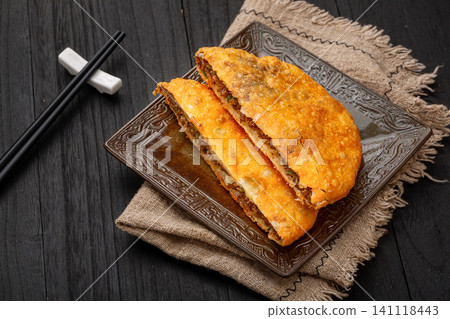 chinese Pan Fried Beef Pie Traditional Stuffed Flatbread chinese Pan Fried Beef Pie Traditional Stuffed Flatbread 141118443