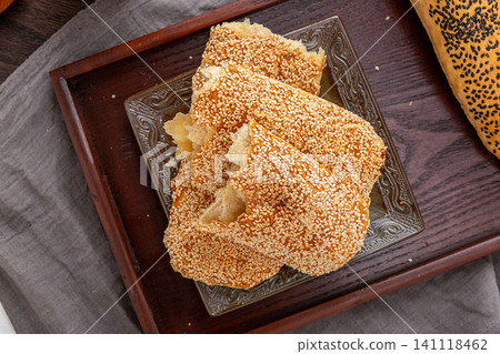 crispy Chinese Sesame Flatbread Traditional Baked Pastry crispy Chinese Sesame Flatbread Traditional Baked Pastry 141118462