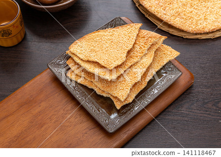 chinese Highland Barley and Sesame Flatbread Traditional Grain Snack chinese Highland Barley and Sesame Flatbread Traditional Grain Snack 141118467