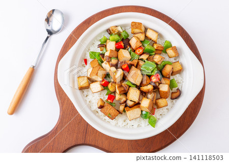 Chinese Claypot Rice with Dried Tofu and Peppers, Vegetarian Friendly 141118503