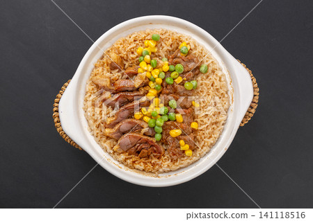 Combo Claypot Rice with Beef and Cured Duck, Cantonese Cuisine Combo Claypot Rice with Beef and Cured Duck, Cantonese Cuisine 141118516