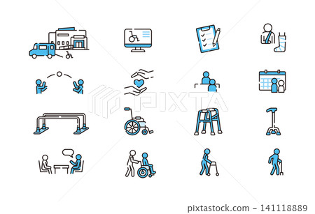 Medical and Welfare Icon Set: Rehabilitation Station Medical and Welfare Icon Set: Rehabilitation Station 141118889