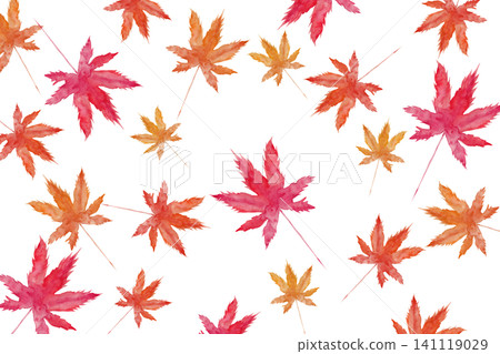 Hand-painted watercolor background illustration of autumn-colored maple leaves Hand-painted watercolor background illustration of autumn-colored maple leaves 141119029