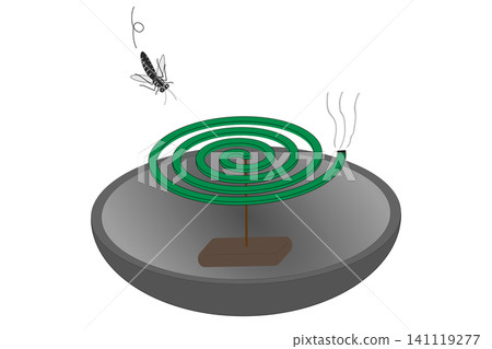 Illustration of a mosquito and mosquito coil 141119277