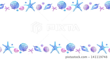 Watercolor seashell frame Watercolor seashell frame 141119748