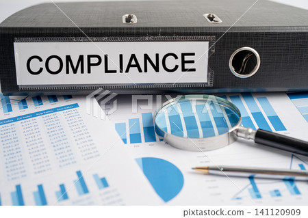 Compliance. Binder data finance report business with graph analysis in office. Compliance. Binder data finance report business with graph analysis in office. 141120909