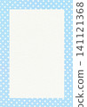 Applique-style polka dot frame (light blue) Fabric/patchwork-style background material 141121368