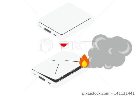 比較圖示:一塊正常無異常的手機電池與一顆冒火冒煙的手機電池(無輪廓線)。 比較圖示:一塊正常無異常的手機電池與一顆冒火冒煙的手機電池(無輪廓線)。 141121441