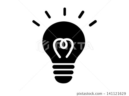 Simple illustration of a lightbulb, no outline, black. 141121629