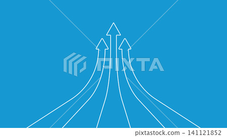 Minimalist background with three white outline arrows pointing up, representing growth and success 141121852