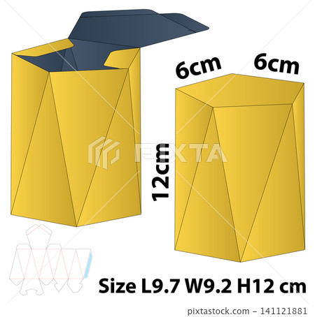 Geometric Pentagonal Faceted Gift Box Template 141121881