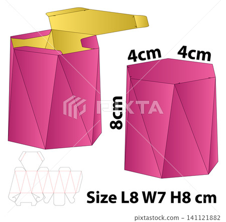 Geometric Hexagonal Faceted Gift Box Template Geometric Hexagonal Faceted Gift Box Template 141121882
