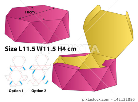 Geometric Hexagonal Faceted Gift Box Template Geometric Hexagonal Faceted Gift Box Template 141121886