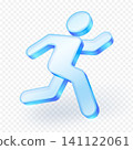 Running man motion icon transparent glass material. isolated on white background. 3D Vector illustration. 141122061