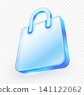 Shopping bag icon transparent glass material. isolated on white background. 3D Vector illustration. 141122062