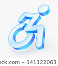 Wheelchair handicap icon transparent glass material. symbol of world disability day, Disabled man icon. 3D Vector illustration. 141122063