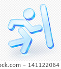 Emergency exit sign. Running man icon transparent glass material. 3D Vector illustration. 141122064