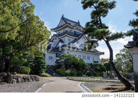 Kishiwada Castle: Pine trees and the reconstructed keep Kishiwada Castle: Pine trees and the reconstructed keep 141122121