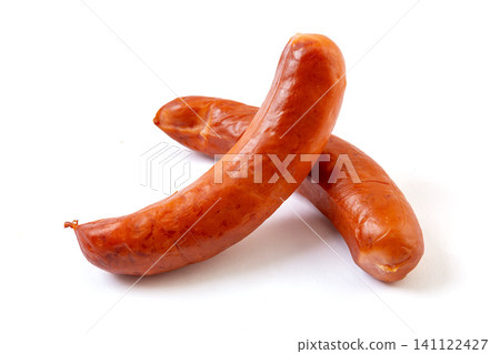 harbin Style Smoked Red Sausages Isolated on White Background harbin Style Smoked Red Sausages Isolated on White Background 141122427