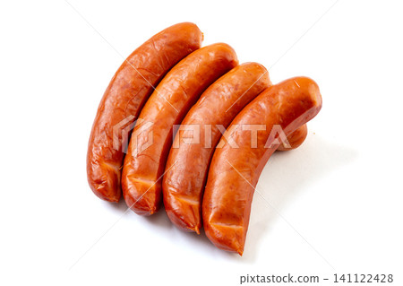 harbin Style Smoked Red Sausages Isolated on White Background harbin Style Smoked Red Sausages Isolated on White Background 141122428